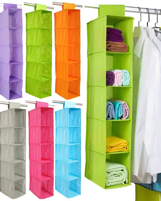 5-Shelf Clothes Organizer for Closet (Random Color)