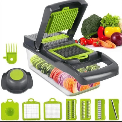 Multi-Function Veggie Slicer with Basket - Fruit, Potato, Carrot Chopper & Grater