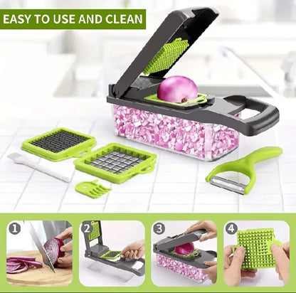 Multi-Function Veggie Slicer with Basket - Fruit, Potato, Carrot Chopper & Grater