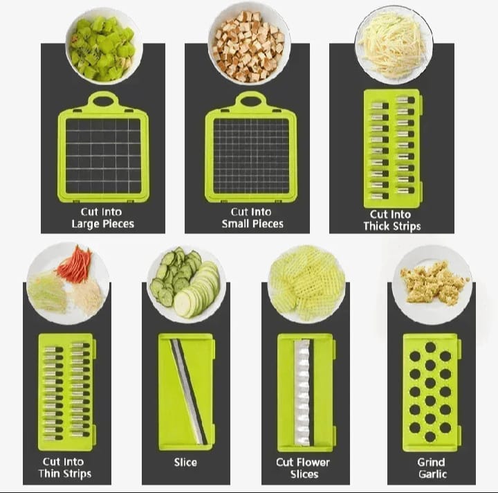 Multi-Function Veggie Slicer with Basket - Fruit, Potato, Carrot Chopper & Grater