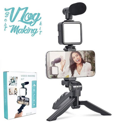 AY-49 Vlogger Set: Microphone, LED, Tripod