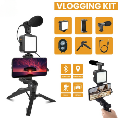 AY-49 Vlogger Set: Microphone, LED, Tripod