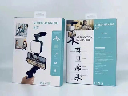 AY-49 Vlogger Set: Microphone, LED, Tripod