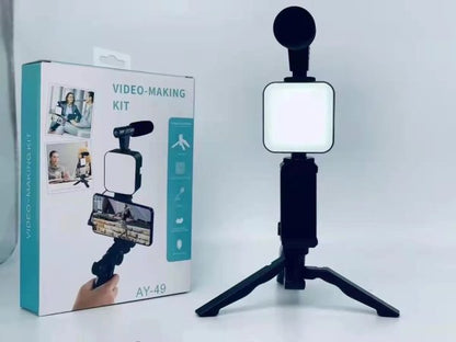 AY-49 Vlogger Set: Microphone, LED, Tripod