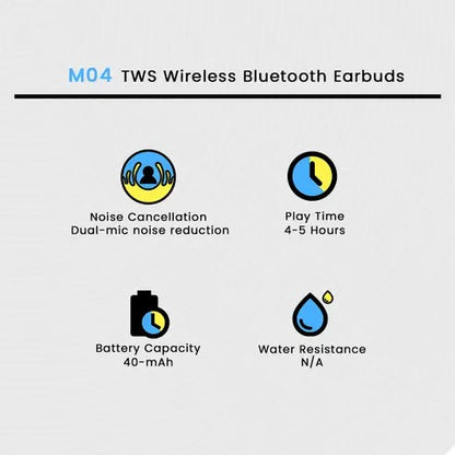 M04 Wireless Earbuds  | LED Display & Mic | For Android/iPhone
