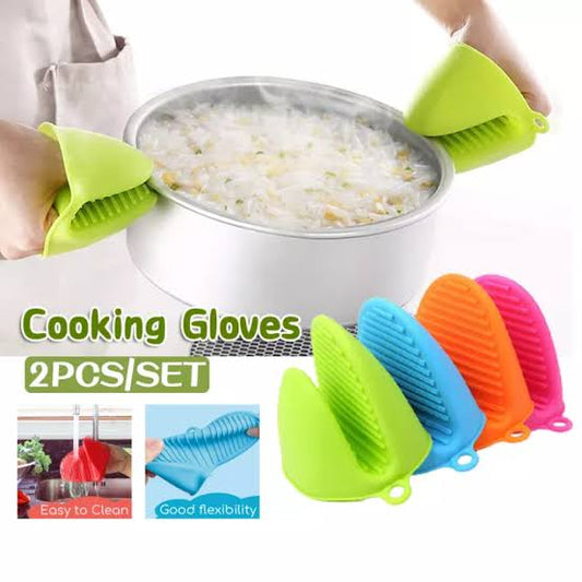 Silicone Heat-Resistant Gloves and Clips – Non-Stick, Anti-Slip Cooking Mitts