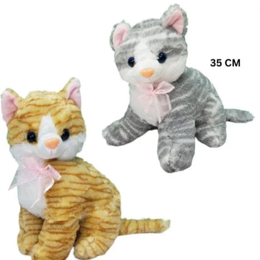Smiling Small Kitten Plush Toy | Stuffed Cat Gift for Kids – 35 cm (Random Color)